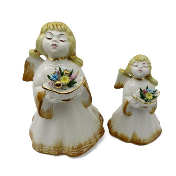 CAPODIMONTE Italian Cherub Statues Set of 2 Vintage Angel Figurines Vintage - Picture 2 of 10